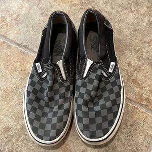 VANS CLASSIC UNISEX SLIP-ON SHOES CHECKERBOARD BLACK GRAY LOWTOP sz 7, 8.5